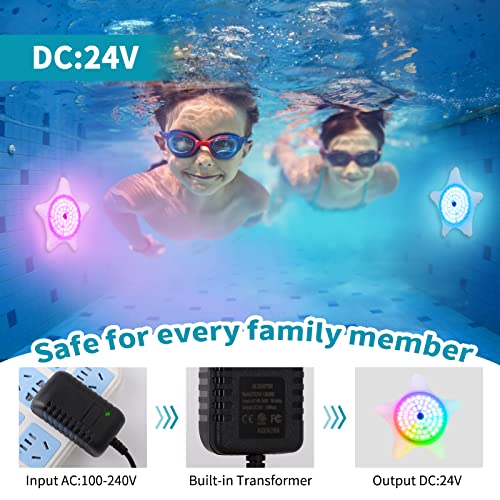 2-Pack Led Pool Lights With App Control For Above Ground Pools, 15W Rgb Submersible Led Lights With Smart Music Sync Color Changing, Landscape Underwater Lights For Swimming Pools, Fountains, Aquarium #TOP1