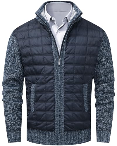 Image of VtuAOL Men's Cardigan Sweaters Casual Full Zip Sweaters Knitted Cardigan with Pockets
