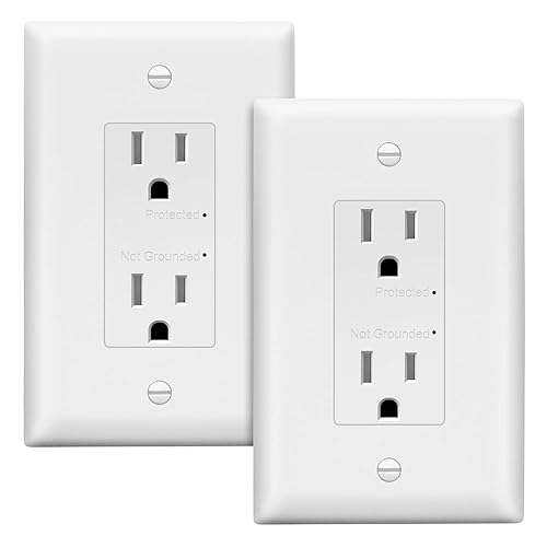 LIDER Receptáculo protector de sobretensiones con indicador de puesta a tierra, seguro para niños, resistente a manipulaciones, grado residencial,