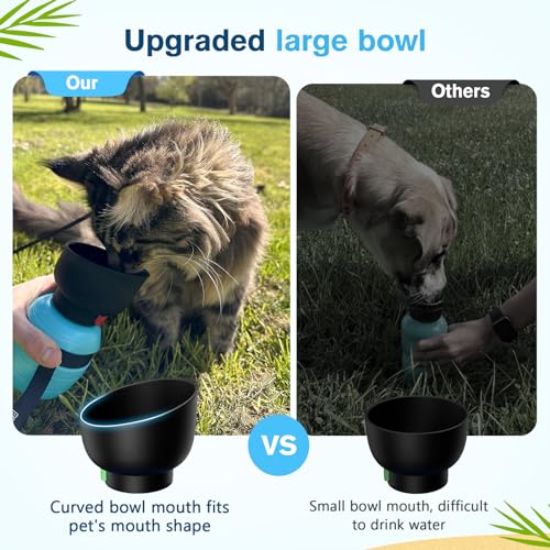 Pecute Trinkflasche Hunde für Unterwegs 350ml, 2-in-1 Faltbare Wasserschale