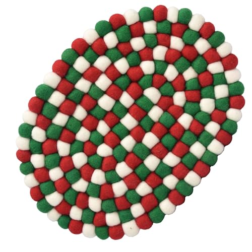 Global Crafts Felt Trivet Large - Wool Ball Trivet for Hot Dishes, Holiday