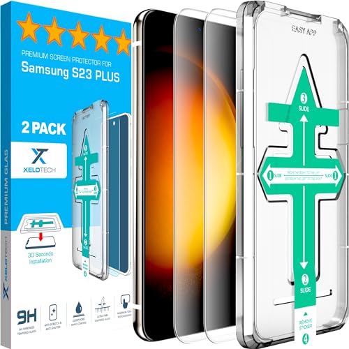 XeloTech Schutzglas für Samsung Galaxy S23 Plus / S23+, Echtes hartes 9H Premium Glas - Keine weiche Plastik-Folie - Kom...