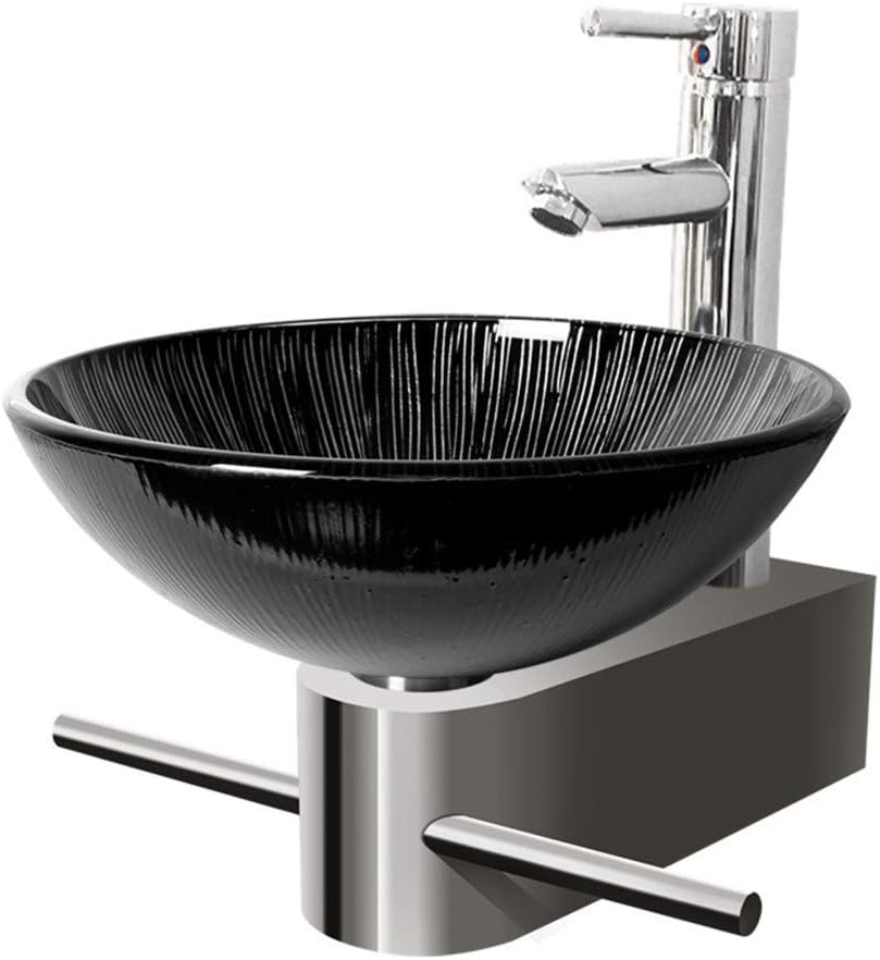 Bathroom Sink Tempered Glass Bathroom Wash Basins Stainless Steel Bracket Wall Mounted Bathroom Vanity Washbasin Gray Home Kitchen Amazon Com