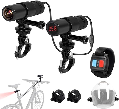VSYSTO Cámara de bicicleta WiFi con pantalla de temperatura, HD 1080P 150 gran angular visión nocturna impermeable cámara de acción para