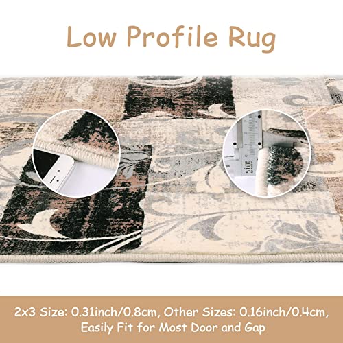 Lahome Modern Geometric Runner Rug, 2X5 Washable Hallway Rug Runner Non Slip Soft Kitchen Rugs Runner Carpet For Entryway Bathroom Laundry Bedroom Home Office, Brown #TOP4