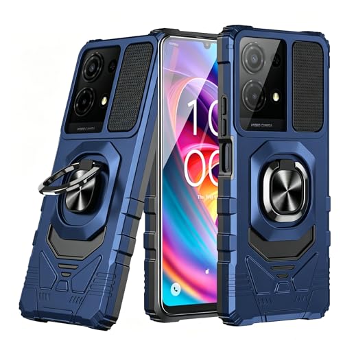 Lozeguyc for TCL K32 5G / K33 5G Case with 1 Pack Screen Protector Dual Layer Hybrid Heavy Duty Defender Protection Sleek Rugged Reinforced Cushion Corner Kickstand Shockproof Bumper Cover Blue