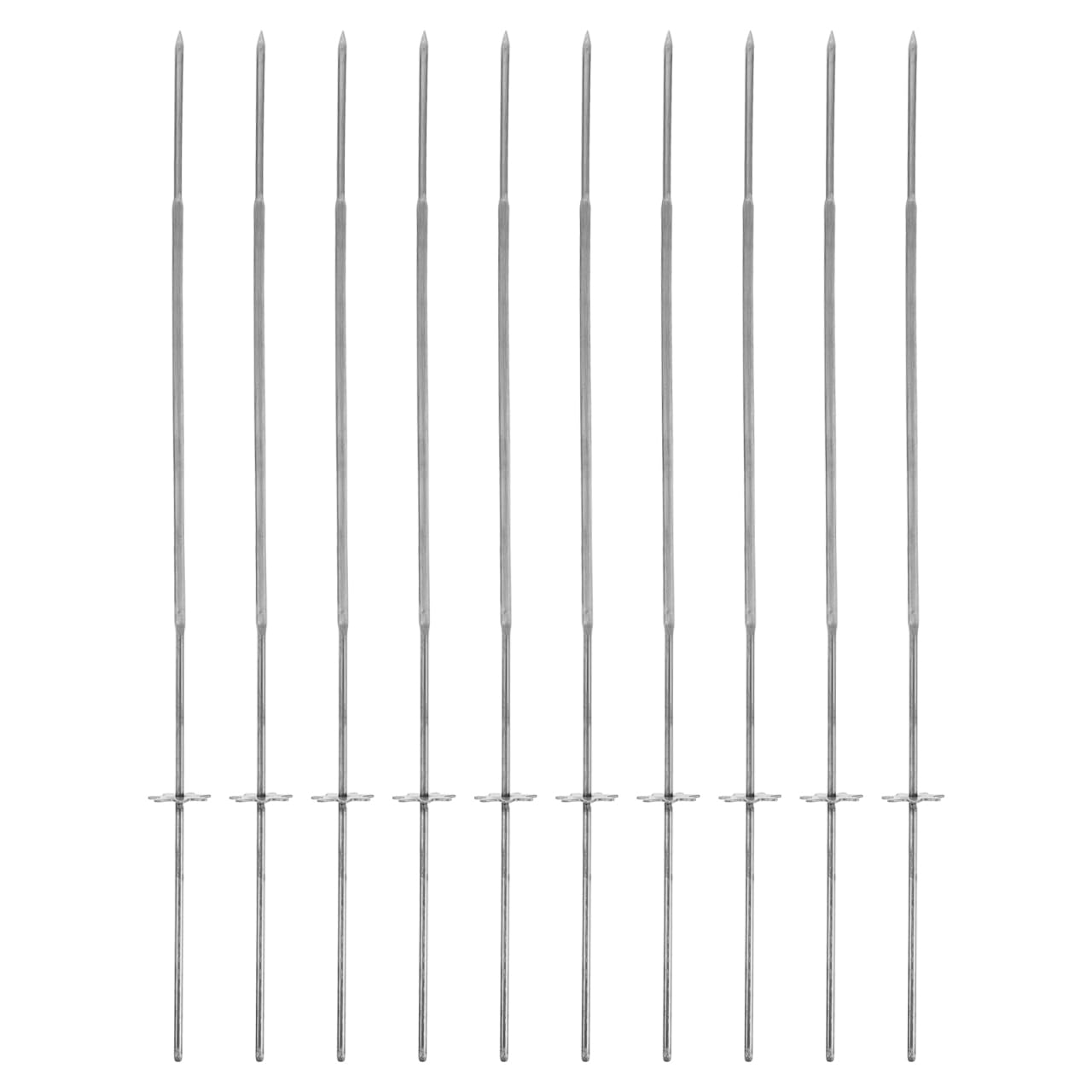 FONDOTIN 10Pcs Stainless Steel Barbecue Skewers for Grilling, Rotating Kabob Meat Skewers,Rust-Proof Grill Utensils for Outdoor Bbq and Camping,12inch