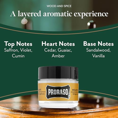 Proraso Moustache Wax, Wood and Spice, 15ml, Soft Moustache Wax with Shea Butter and Beeswax to Condition and Style, Made in Italy - Image 3