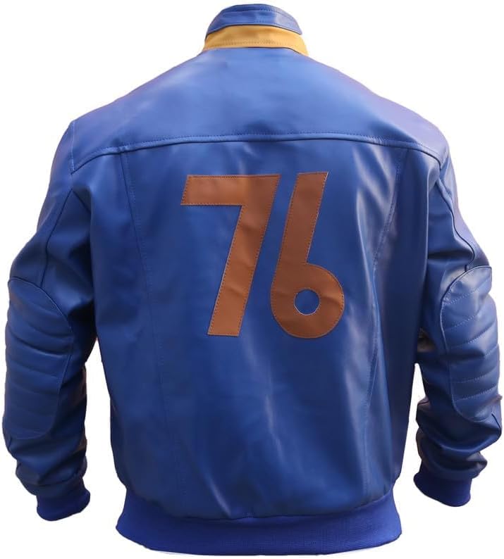 76 Blue Faux Leather Jacket for Men – Cosplay Inspired Motorcycle Biker Jacket - Image 3
