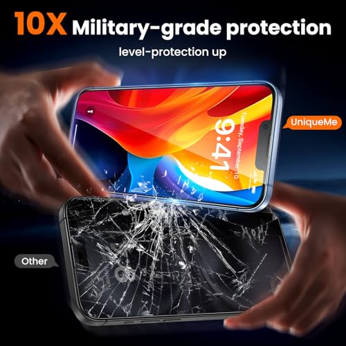 Image of UniqueMe Screen Protector for iPhone 16e / iPhone 13 / iPhone 13 Pro /iPhone 14 Screen Protector Tempered Glass Full Coverage, Easy Installation, Case Friendly 2 Packs