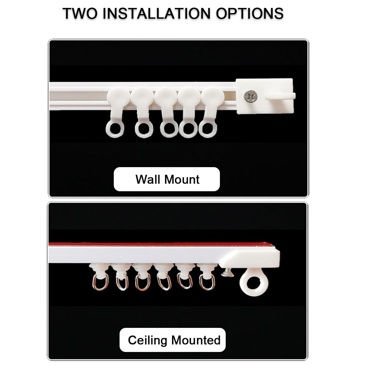 Tringle à rideaux auto-adhésive réglable 0,4 m à 8 m sans perçage Fixation plafond ou mur Idéal pour douches et cloisons de séparation de pièce Blanc 5,2 m
