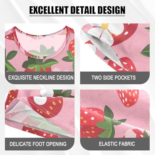ALAZA Strawberry Floral Fruit Funny Pajamas Short Sleeve 2 Piece Sleepwear Top and Bottom Pajama Set Unisex4