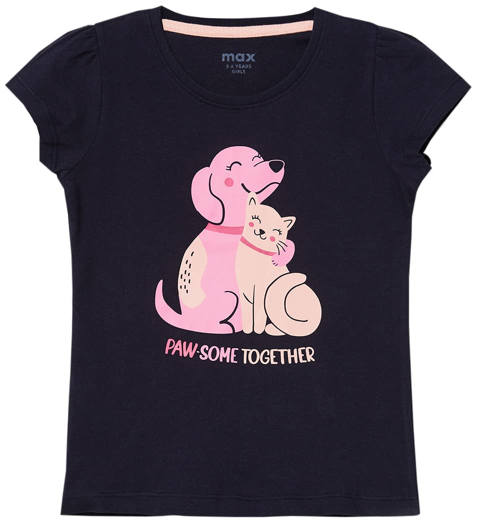 Max Girls Printed Round Neck T-Shirt