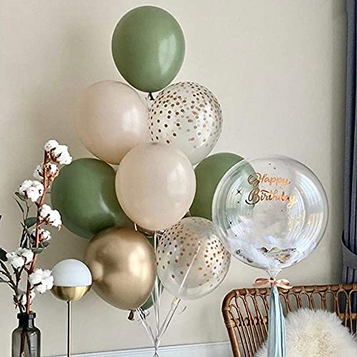 Gihoo 137Pcs Sage Green Balloon Garland Arch Kit White Gold Confetti Balloons Retro Green Balloon And Gold Metallic Chrome Latex Balloons Set For Wedding Birthday Balloons Baby Shower Decorations #TOP5