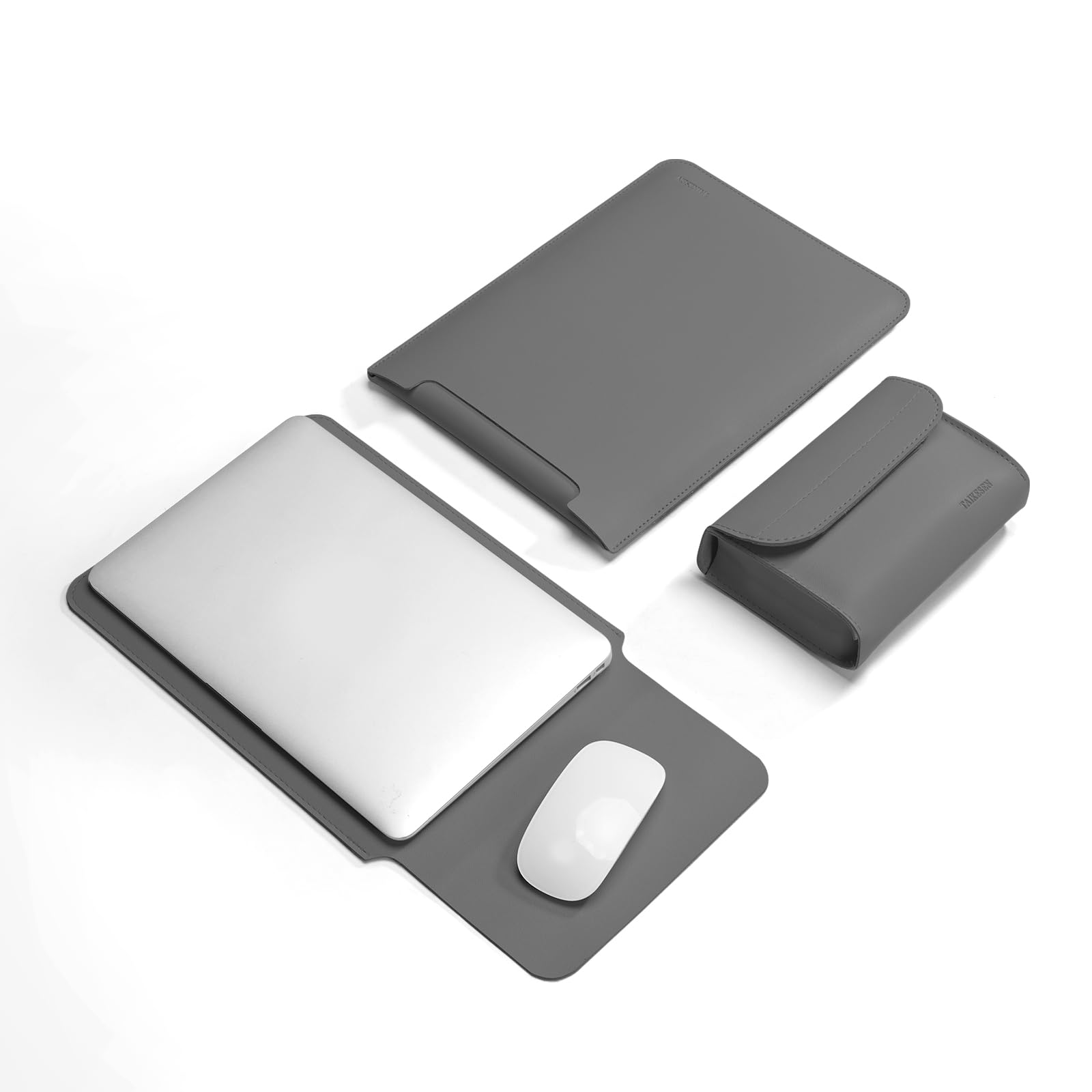 TAIKESEN Laptop Sleeve Bag Compatible with MacBook 12 A1534/Air 11 13 M2 A2681 M1 A2337/Pro 13 A2338, 11.6-12.3 Acer Chromebook/HP Stream/ASUS/Surface Pro 8/7/6/X/5/4/3, PU Bag with Small Case, Grey