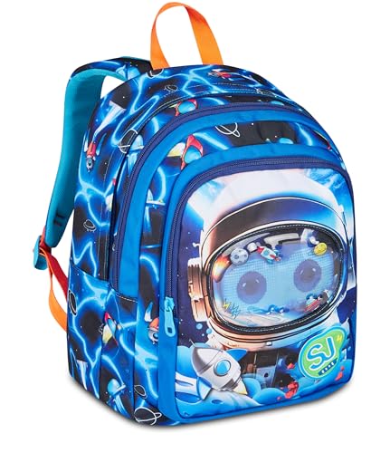 SJ GANG STYLE JAM GANG Sac à dos d'école Advanced Space LED Boy, double compartiment, bleu, 29 l, poche supérieure avec dispositif LED, poche...
