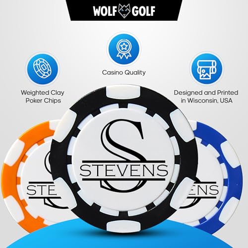Personalized Golf Ball Marker Poker Chips | 6 Pack | Golf Marker Mens Gifts | Monogrammed Golf Gifts | Funny Golf Accessories for Men | Womens Golf Accessories