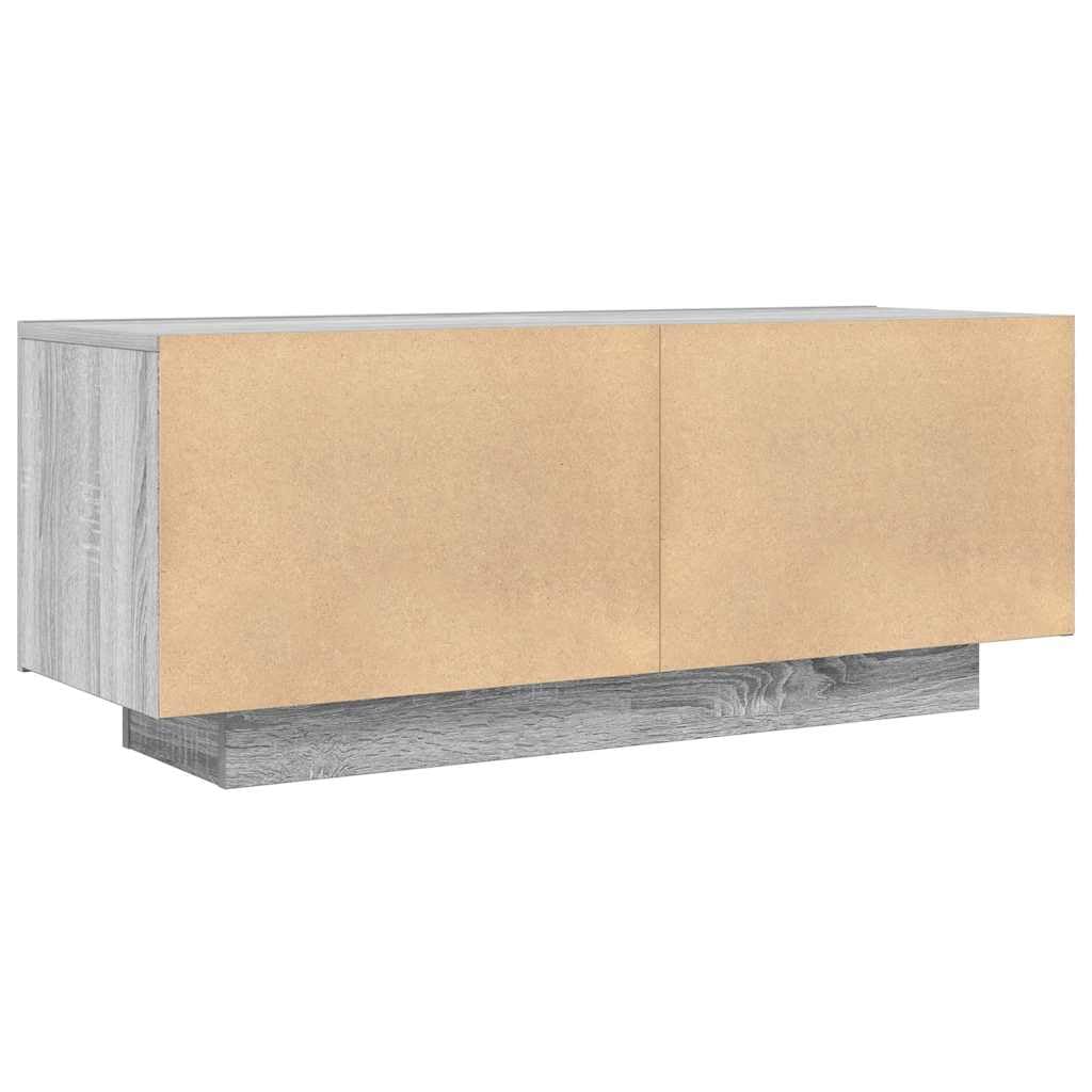 Mueble de TV LED 100 cm Armario para Televisión Consola Multimedia de TV Moderna para Salón, Comedor, Dormitorio-Gris sonoma-100x35x40 cm