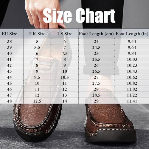 Matufit Men's Handcrafted Cowhide Orthopedic Loafers, Mens Comfortable Lightweight Non-Slip Wide Toe Box Slip-On Casual Walking Shoes for Driving Outdoor Sports 7