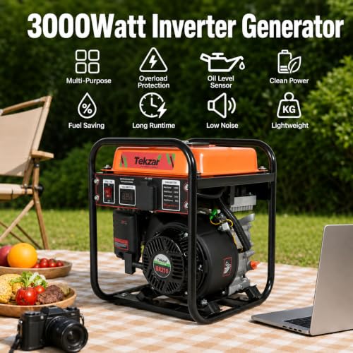 Image of 3000W Petrol Inverter Generator, 3300W Max, 220V, Pure Sine WaveS