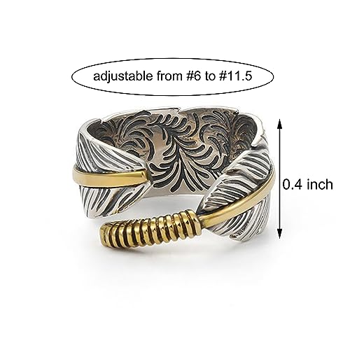 Innocence Silver-Plated Adjustable Opening Native Americans Style Feather Ring For Women Men Vintage Rings Gift Jewelry2