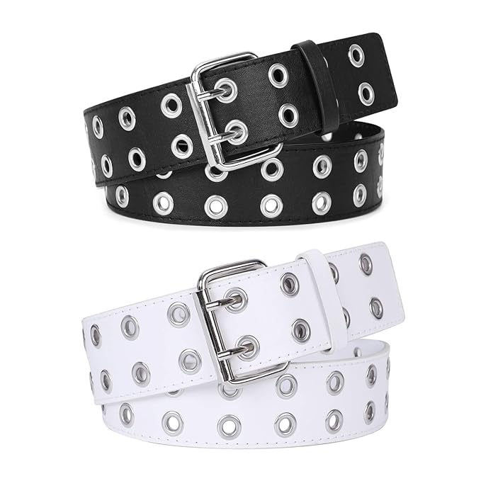 Double Grommet Belt, PU Leather...