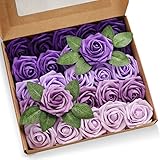 JaosWish Artificial Fake Flowers 25pcs Purple Lavender Roses Wedding Decorations Flowers with Stems...