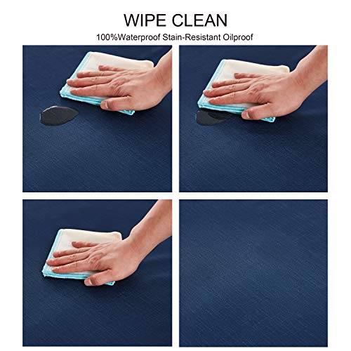 Image of NLMUVW Navy Blue Vinyl Tablecloth, Heavy Duty PVC Table Cloth 100% Waterproof Oil Proof Wipe Clean Table Cover for Kitchen Dining Picnic, 54 x 78 inch