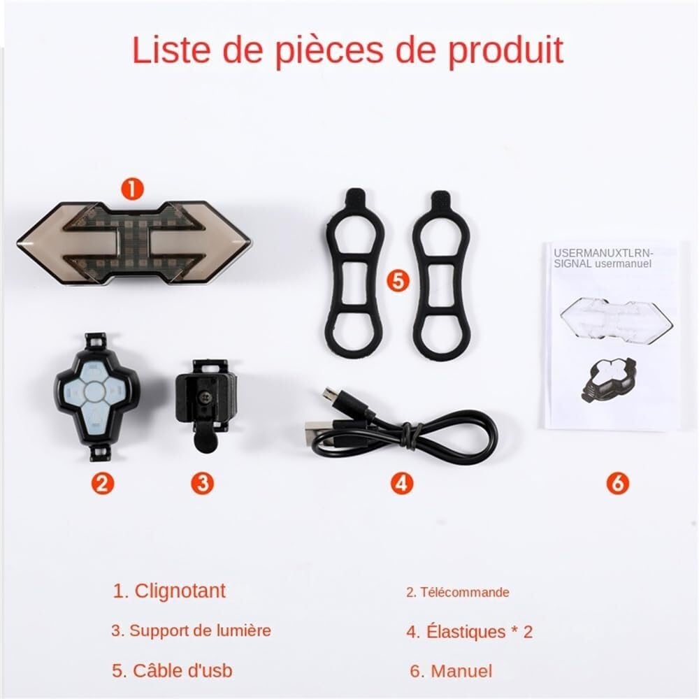 Bezprzewodowy zdalny kierunkowskaz rowerowy MTB, inteligentny tylny kierunkowskaz LED, ładowany przez USB, tylny kierunkowskaz rowerowy
