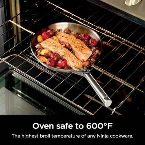 Image of Bundle of Ninja Everclad Commercial-Grade Stainless Steel 12 inch Fry Pan & ProChef Wireless Meat Thermometer Probe for Indoor Cooking, Bluetooth App Connection, Flareup Resistant, Waterproof, US Only