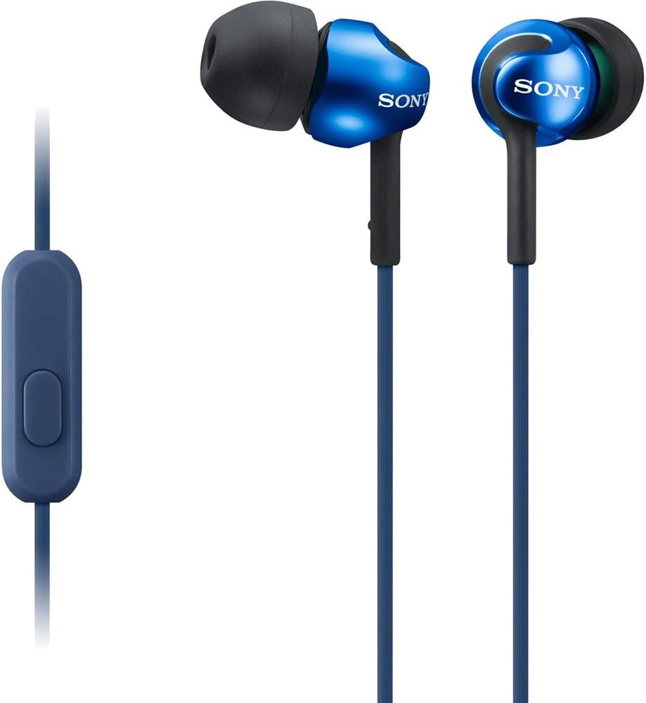 Sony MDREX110AP Step-Up EX Series Earbud Headset (Blue) (Renewed)