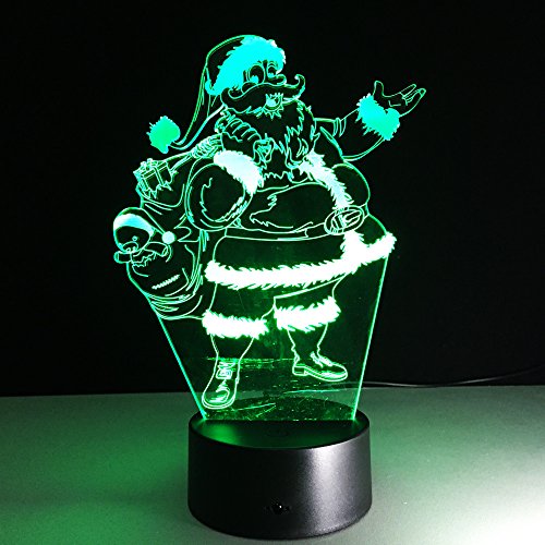 Preisvergleich Produktbild 3D Illusionslicht 16-Farbiges Illusions-Touchlicht Weihnachtsmann 3D Led Nachtlicht Schlaflicht 3D Nachtlicht Tischlampe Weihnachtsdekoration Atmosphäre Usb Tischlampe