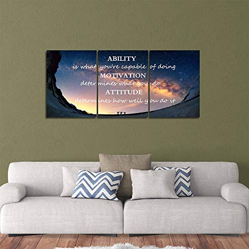 Yetaryy Motivational Quotes Canvas Wall Art Inspirational Ability Motivation Attitude Saying Words Posters Prints Entrepreneur Quote Home Office Bedroom Decor 3 Panels Ready To Hang - 36" W X 16" H #TOP1