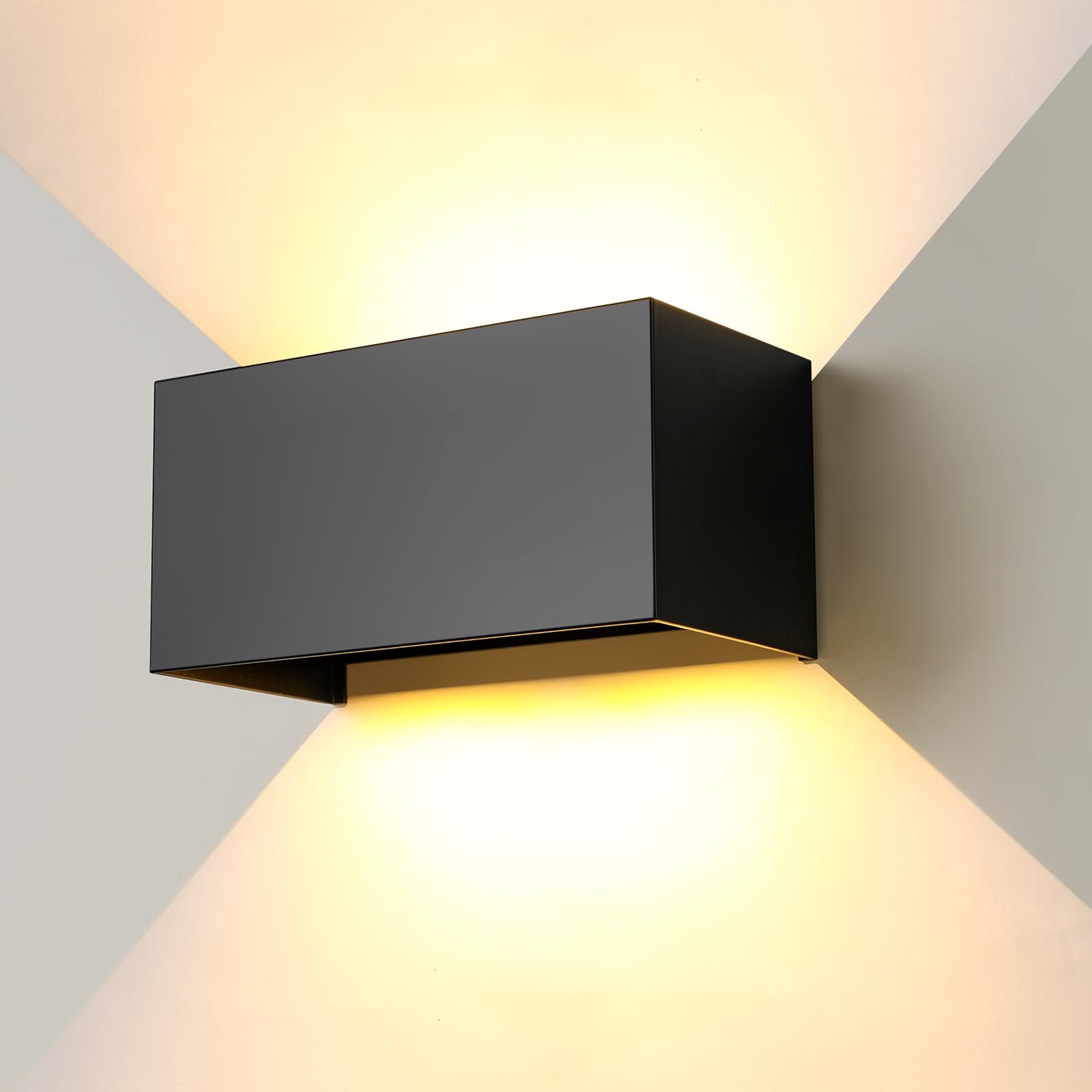 ENCOFT 24W Applique da Esterno Interno COB LED Lampada da Esterno a Parete IP65 Impermeabile 3000K in Alluminio Applique da Parete Moderno per Balcone Giardino Nero
