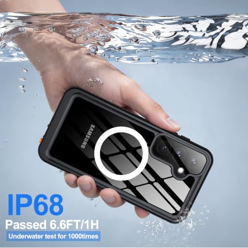 Image of ANTSHARE IP68 Waterproof Case for Samsung Galaxy S24 Plus, Black /Clear | Compatible with MagSafe, Built-in Screen /Lens Protector - Shockproof & Dropproof, Full Body Protection for Swimming /Outdoor