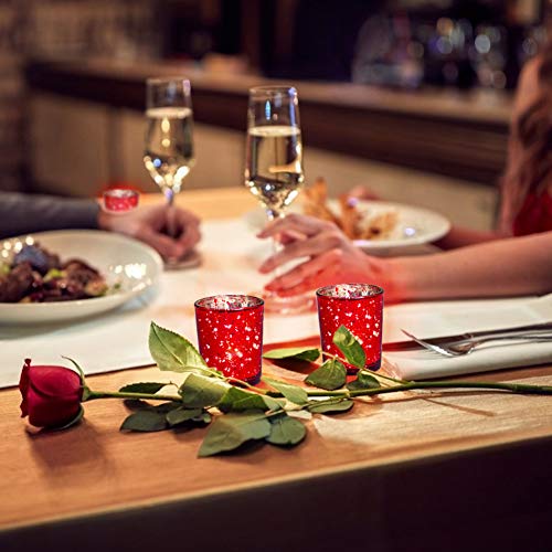 image for Rista Jade 24-Pack Mercury Votive Candle Holders Bulk, Speckled Red Me