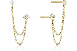 925 Sterling Silver Four Zircons Flower Stud Earrings For Women | Double...