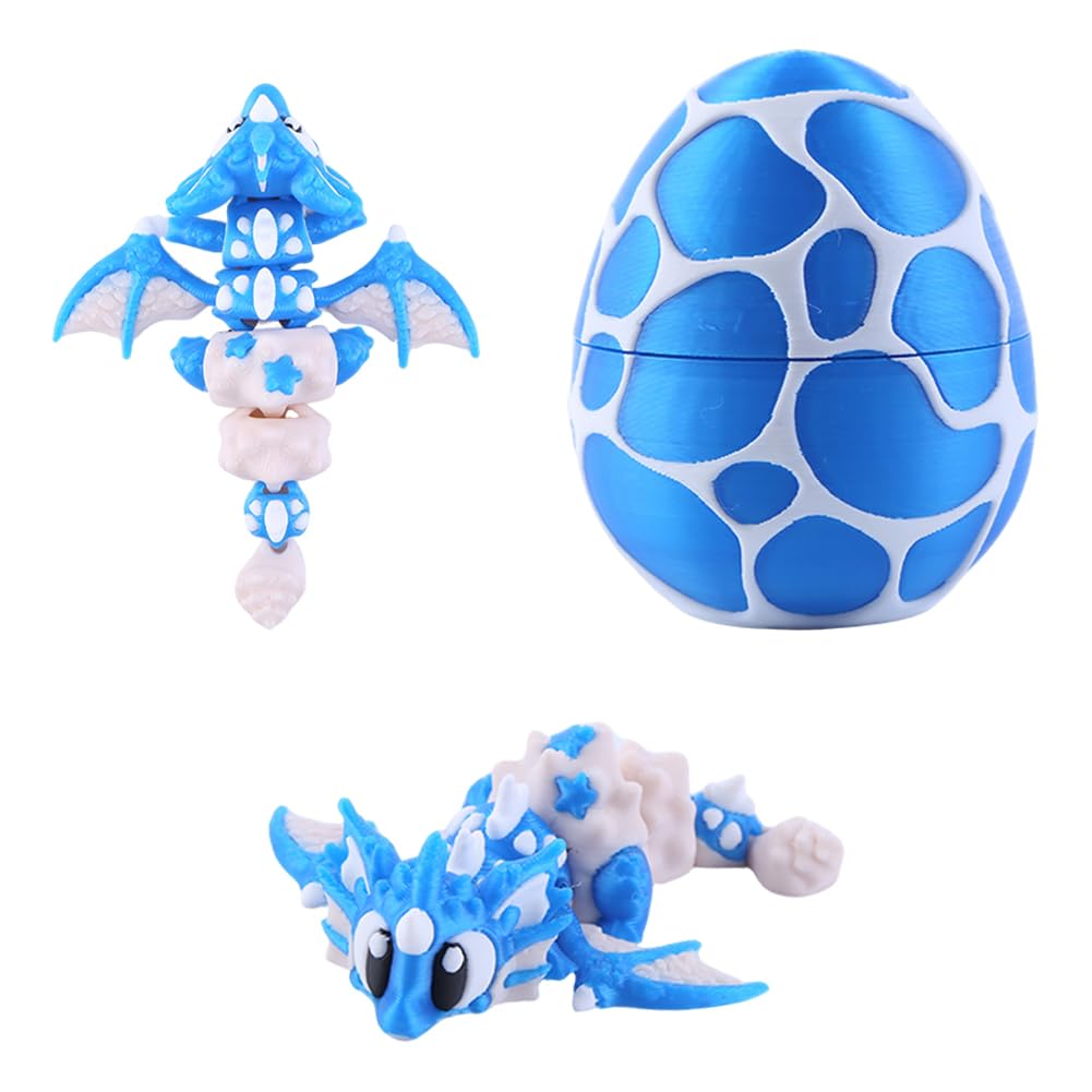 3D Printed Fruit Mini Dragon and Egg Desktop Decoration Sculptures (Aqua Blue) — image 1