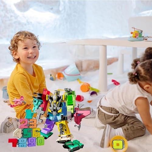 QSLKI Zahl Transforming Robots, Transforming Spielzeug für Geburtstagsgeschenk,Kinder intellektuelles Spielzeug, Geschenke, pädagogische Roboter 3-6 Jahre Kinder Spielen Lernen (Type 1（0-9）)
