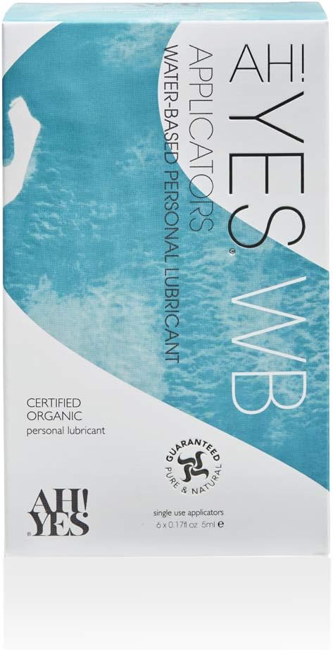 AH! YES® WB Water-Based Lubricant | Intensely Hydrating Water-Based Lube | Certified Organic | Made Without Hormones or Glycerine | pH Matched (6 x 0.17 fl oz Applicators)