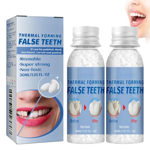 2PCS Zahnersatz Prothese Temporäre Zahn Provisorische Zahnfüllung Thermoforming Zahnprothesen Zahnkleber für Zahnersatz Thermoforming Dentures Prosthesis DIY Temporary Dental