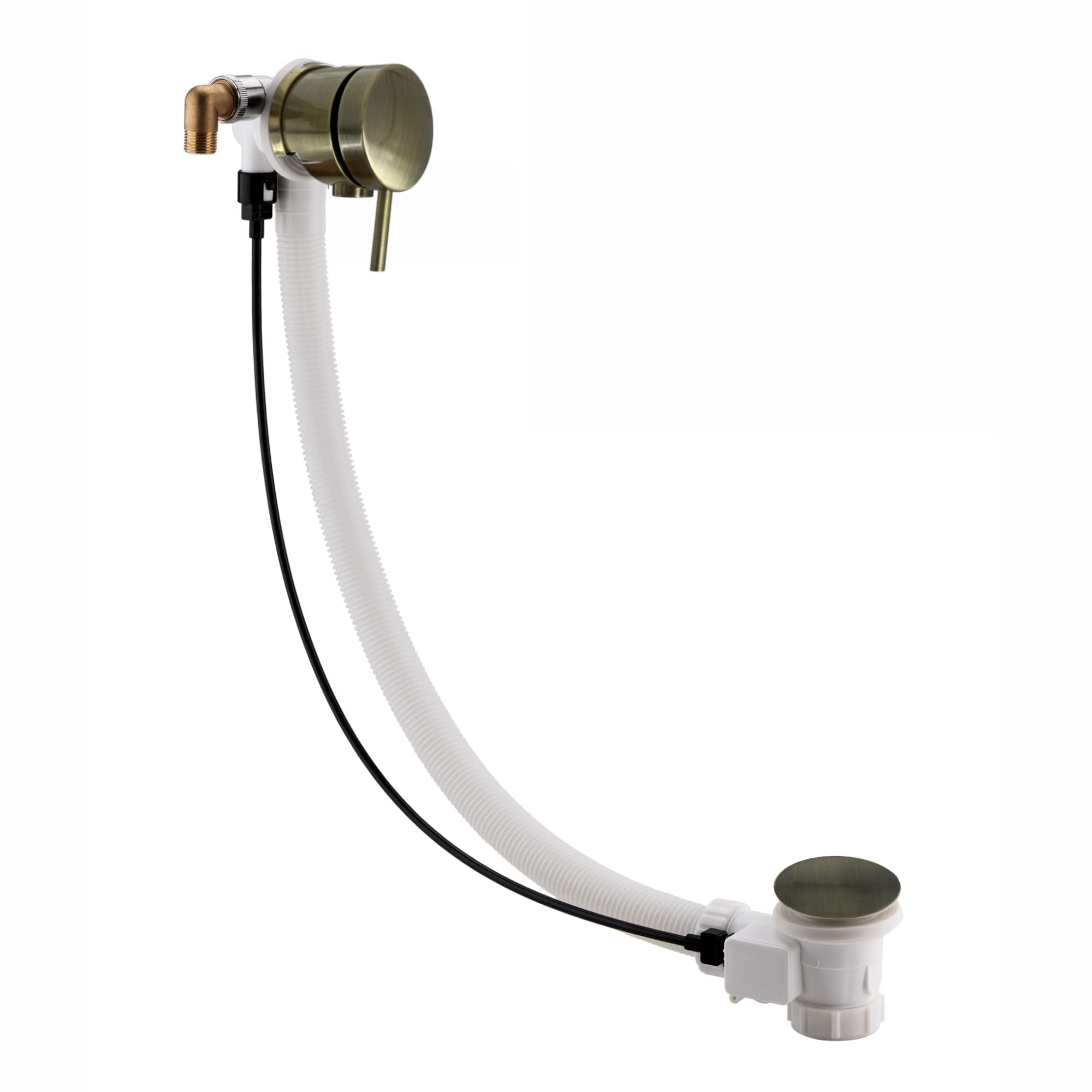 ENKI, W47, Freeflow Bath Filler Waste and Overflow, Bath Filler Tap, with Pop Up Bath Waste, Antique Brass