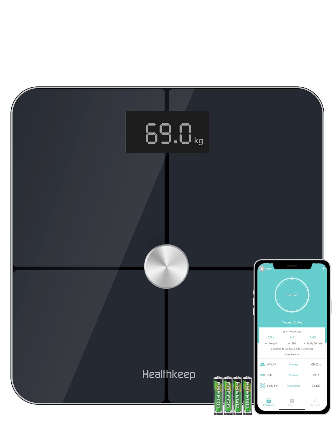 Scales for Body Weight with ITO Impedance Meter for Stones and Pounds