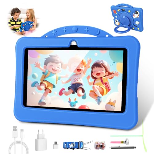 Tablets, Tablet Educativo, com Capa à Prova de Choque, Android de 7 polegadas, Azul