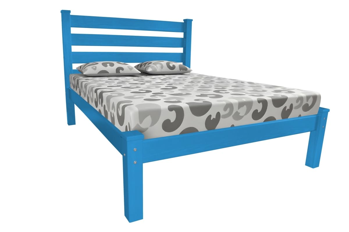 HomeRoots 546888 Traditional Caribbean Blue Solid Wood Queen Size Bed Frame