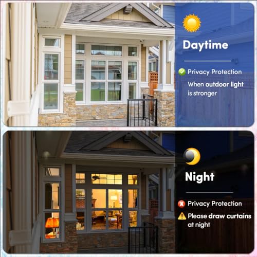 Image of Coavas One Way Privacy Window Film, Sun Blocking Reflective Window Film See Out Not in, Heat Control Window Tint for Home, Anti UV Static Cling for Windows Office Door (Brown, 17.5 Inch X 9.8 Feet)