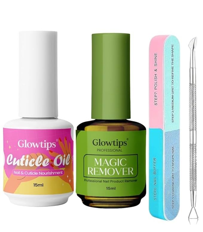 Glowtips Gel Nail Polish Remover Kit, No Need for Foil, Quick & Easy Polish Remover In 4-5 Minutes, No Need Soaking Or Wrapping Does not Hurt Nails-15ML (Set 4)-image-49