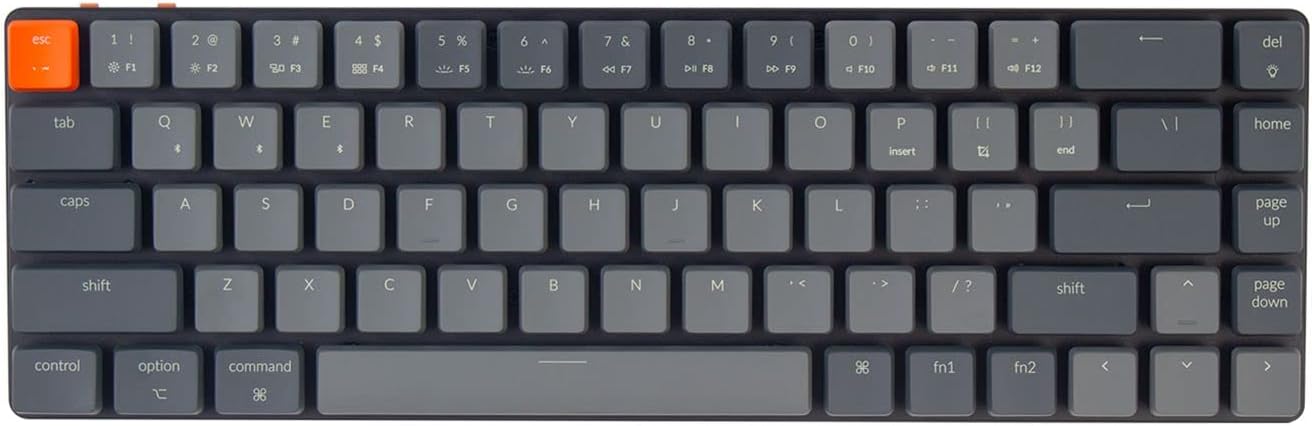 Keychron K7 Ultra-Slim 65% Layout 68 Keys Wireless Bluetooth/Wired Mechanical Keyboard, Hot Swappable Low-Profile Gateron Red Switch White LED Backlit Keyboard Compatible with Mac Windows