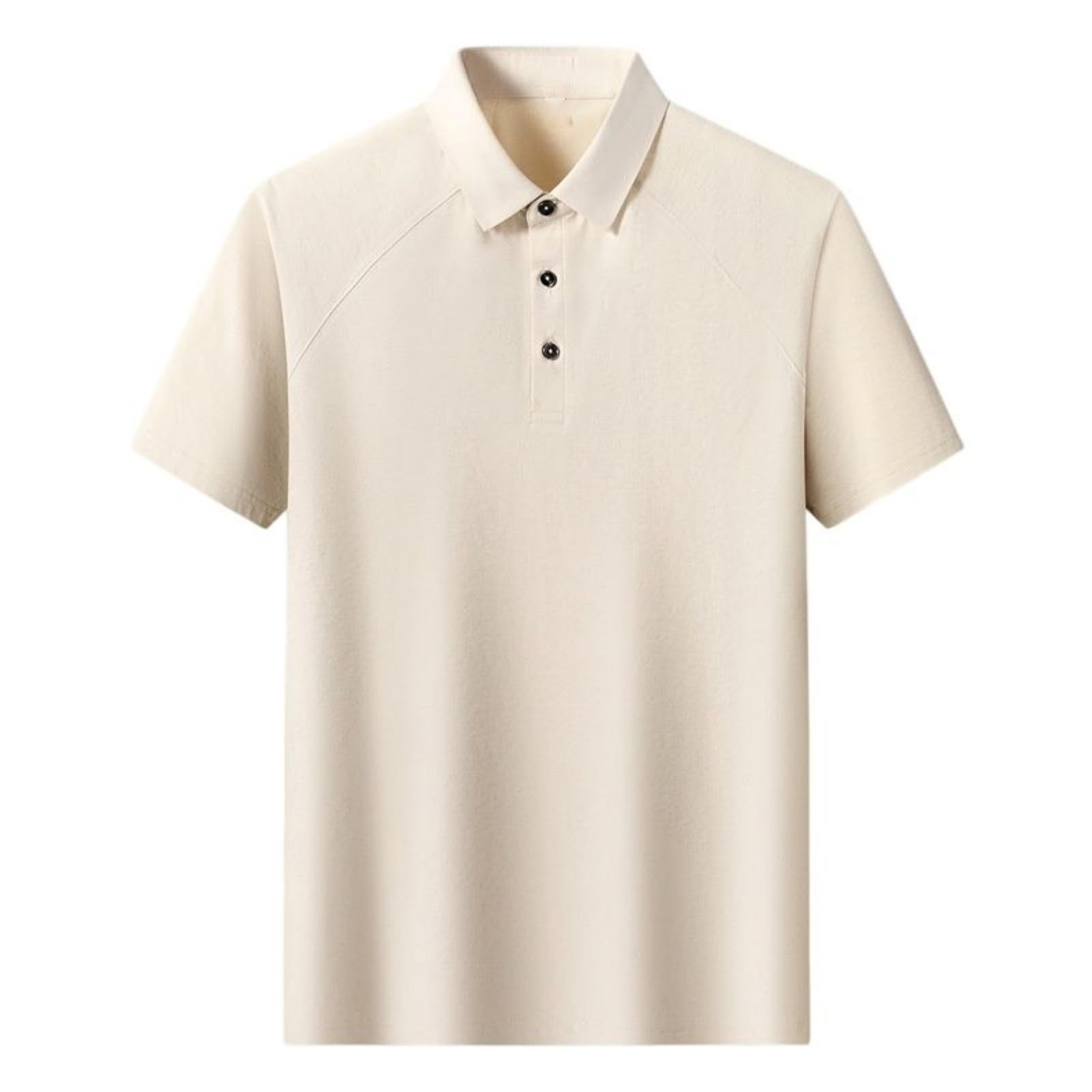Polo de manga corta de seda de hielo liso para hombre, ajuste recto para uso diario en la oficina