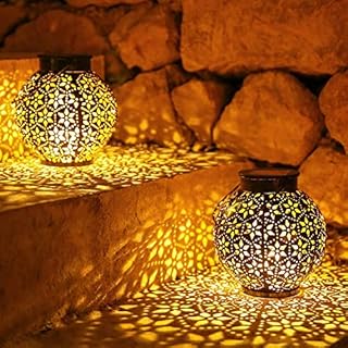 Garden Lanterns, OxyLED Solar Lantern Moroccan Lantern IP44 Waterproof Solar Lanterns for The Garden Metal Solar Powered Butterfly Lamp for Patio Fence Table Pathway Party Bronze,Hook NOT Included